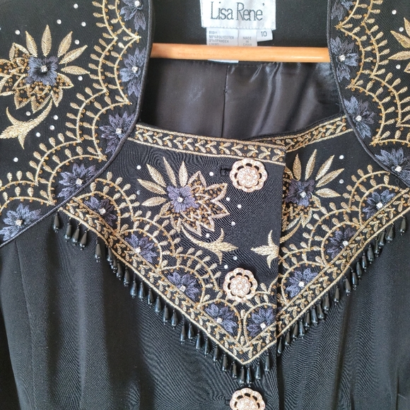 **Vintage*** Lisa Rene' rhinestone floral embroidered coat/jacket/blazer - Picture 2 of 15